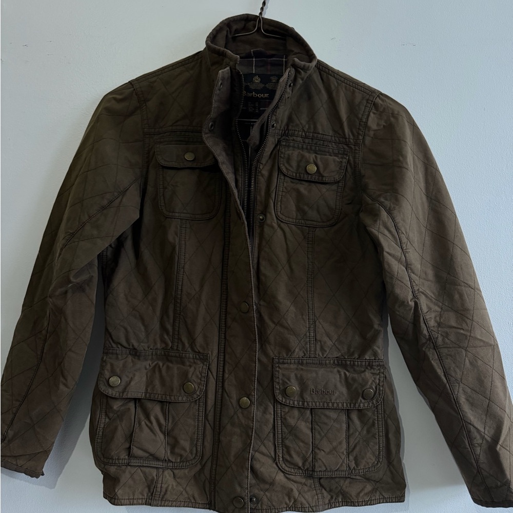 Barbour Olive Quilted Field Jacket size 6 - Picture 2 of 7